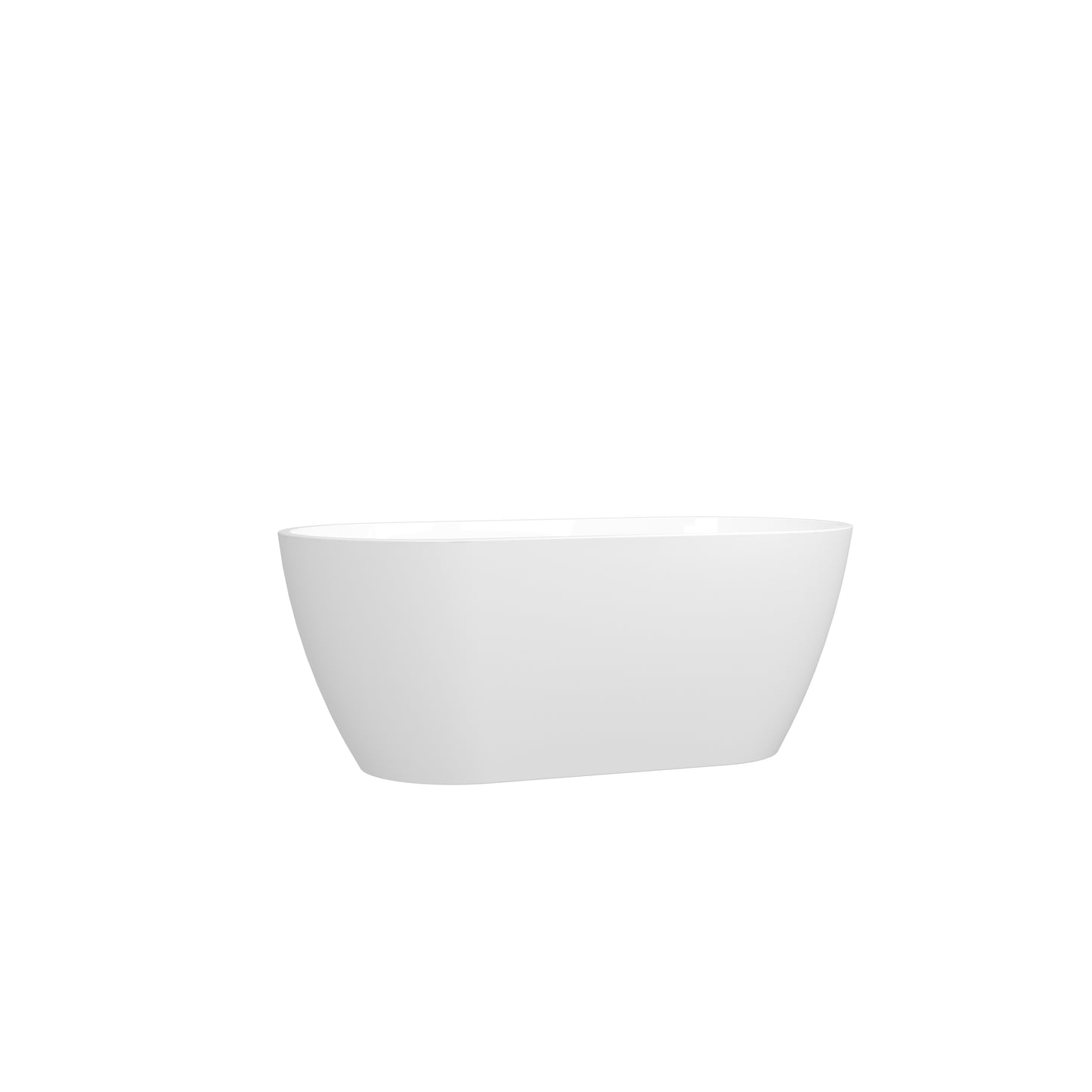 59" Glossy Acrylic Freestanding Bathtub with Brushed Nickel Drain