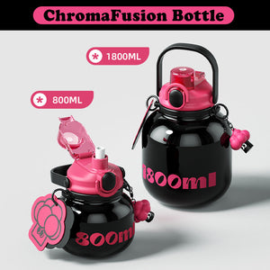 VENETIO ChromaFusion Water Bottle Cup 1800ml/ 60.87oz, Radiant Rose & Classic Black Edition Hydration Vacuum Cup, 316 Stainless Steel Large Belly Cup - Uniquely Yours | Gifts for Her Him ➡ K-00008