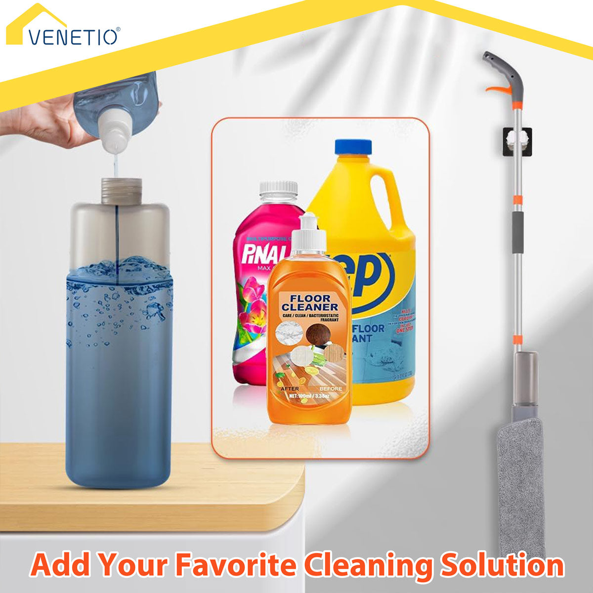FreClean Microfiber Spray Mop for Floor Cleaning with Reusable Pads and Refillable Sprayer ➡ CS-00043