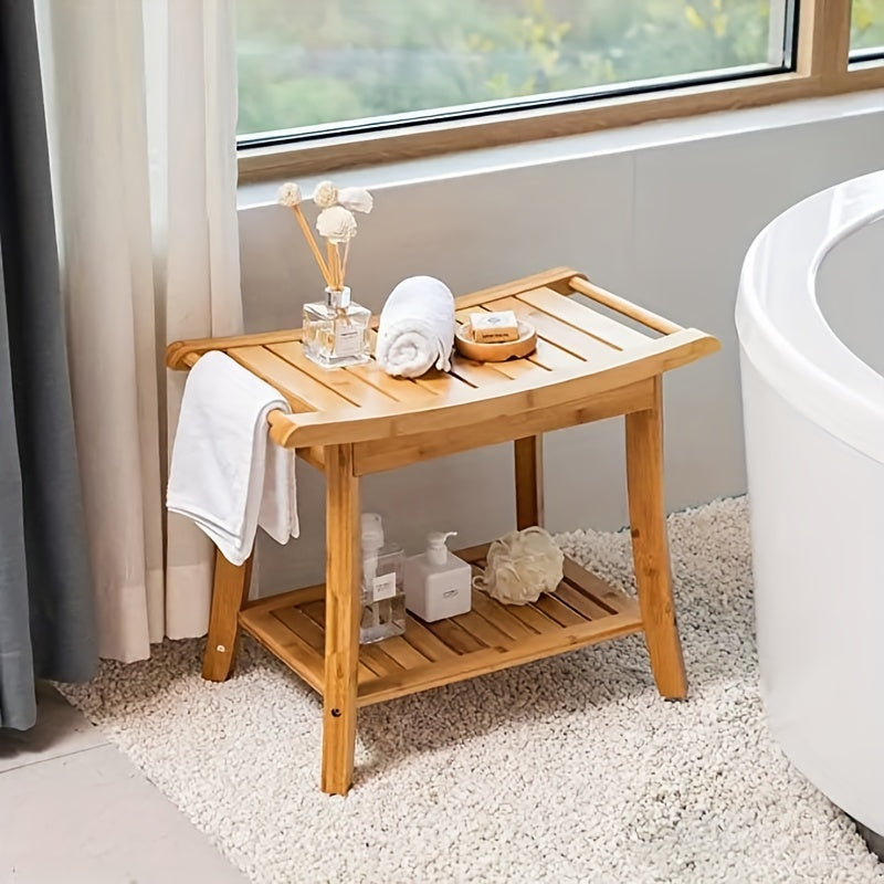 VENETIO Enhance Your Shower Experience with This Stylish Bamboo Shower Seat Bench! ➡ SO-00036
