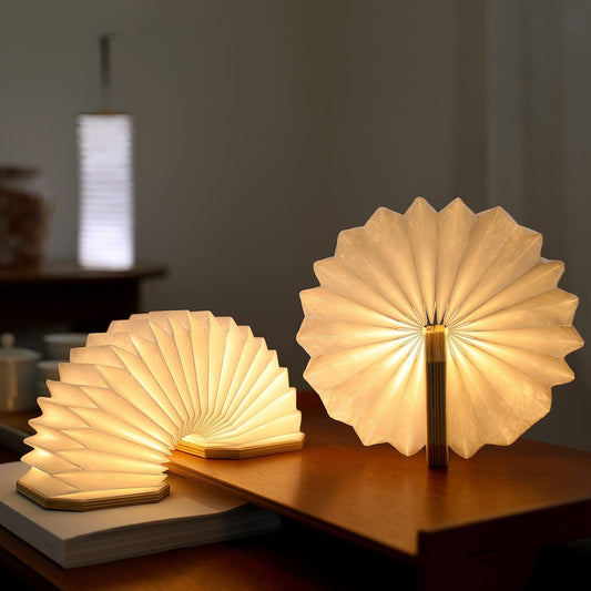 Accordion LED Rechargeable Nightlight Wooden Book Lamp