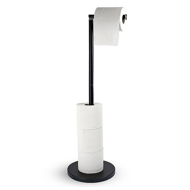 VENETIO 1pc Brushed Nickel Toilet Paper Holder Stand, With Storage For 7 Mega Rolls, Modern Free Standing Toilet Paper Roll Holder For Bathroom, Rustproof Stainless Steel Finish, Weighted And Anti-Slip Base, Silvery, Black ➡ SO-00037