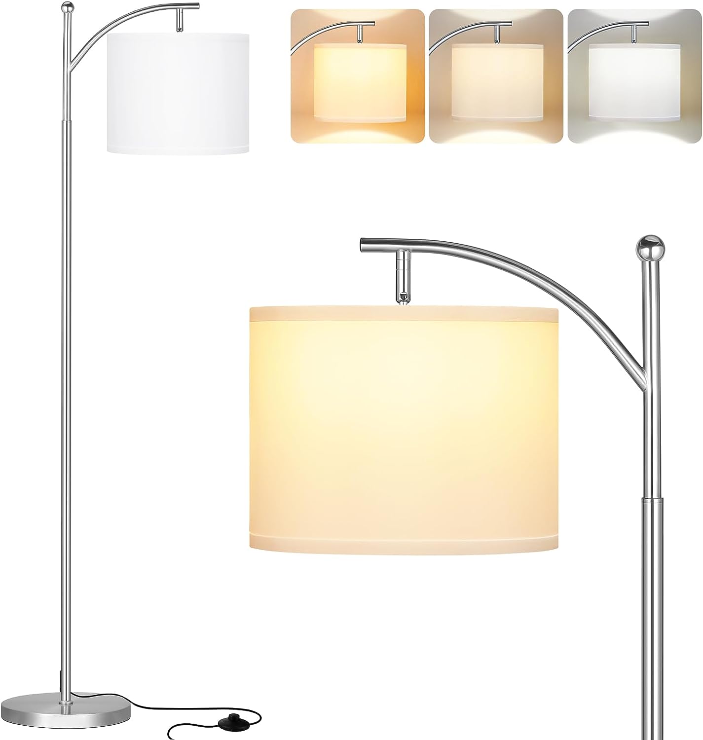 Floor Lamp with Adjustable Linen Shade