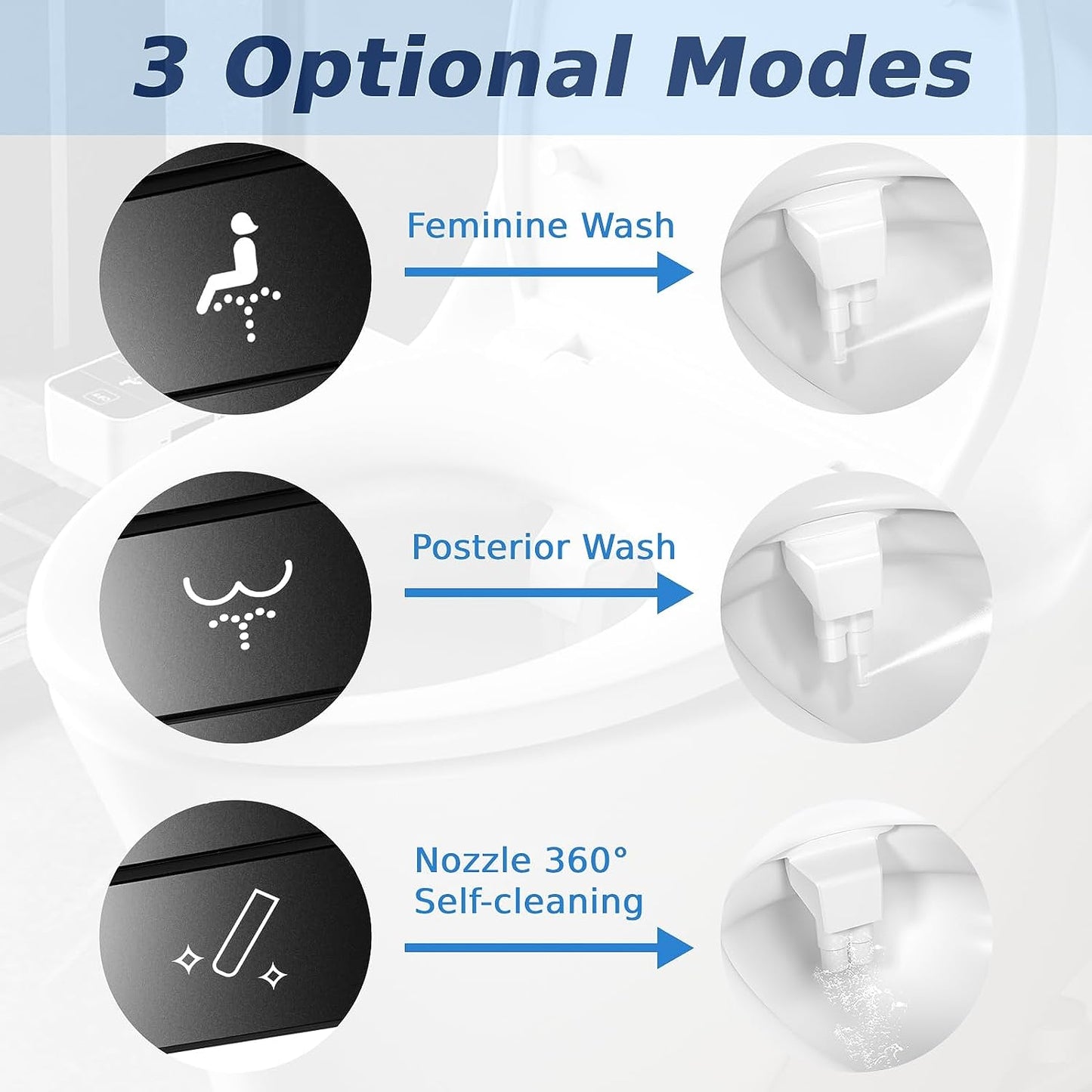 VENETIO Bidet Attachment for Toilet, Retractable Self Cleaning Cold Water Bidets for Existing Toilets, Bidet Toilet Seat Attachment with Pressure Controls, Toilet Bidet Attachment for Frontal & Rear Wash ➡ BF-00011