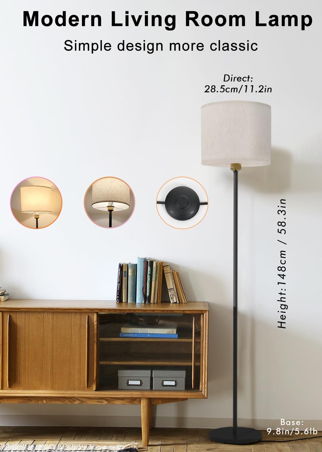 Floor Lamp with Alexa & Google, LED Tall Lamp