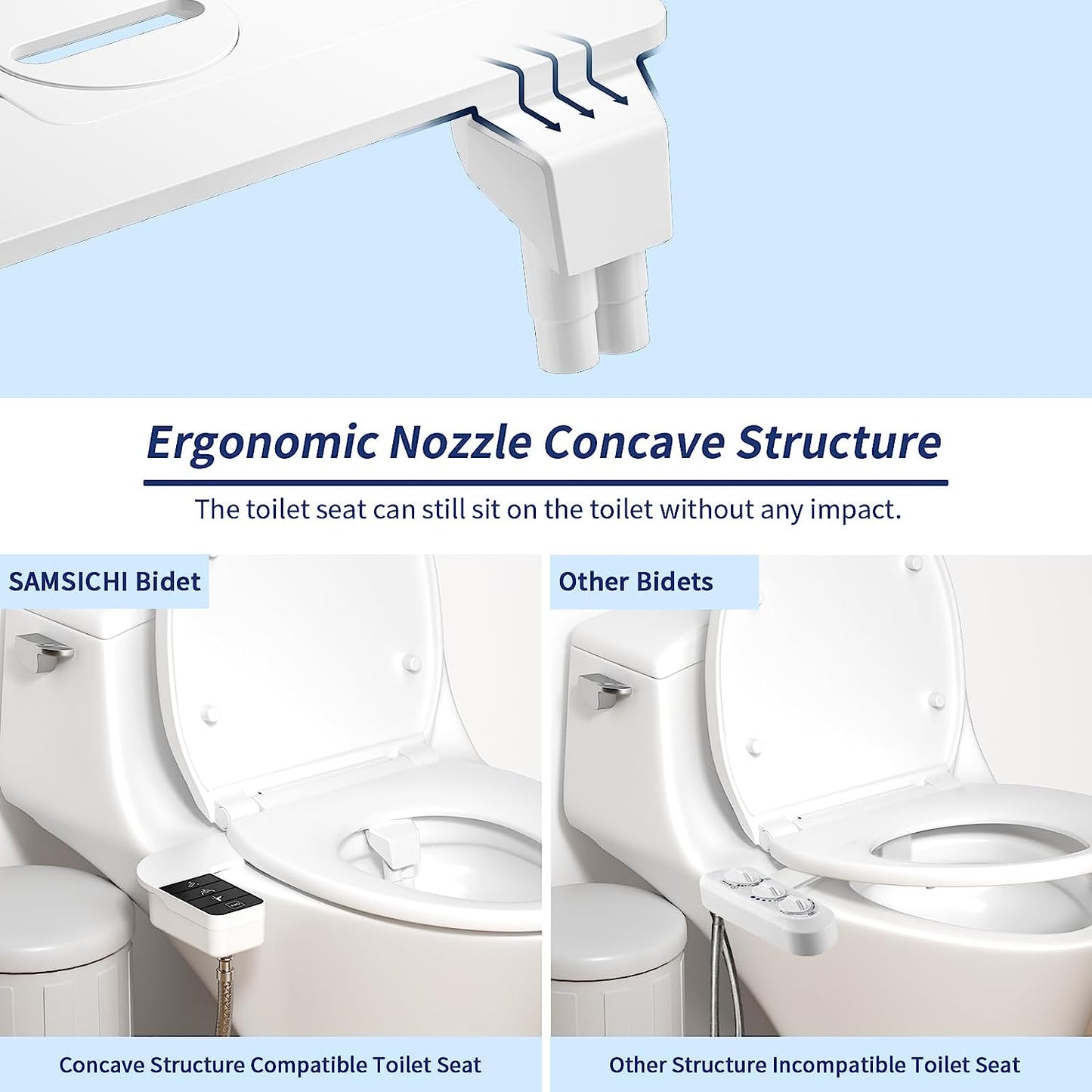 VENETIO Bidet Attachment for Toilet, Retractable Self Cleaning Cold Water Bidets for Existing Toilets, Bidet Toilet Seat Attachment with Pressure Controls, Toilet Bidet Attachment for Frontal & Rear Wash ➡ BF-00011