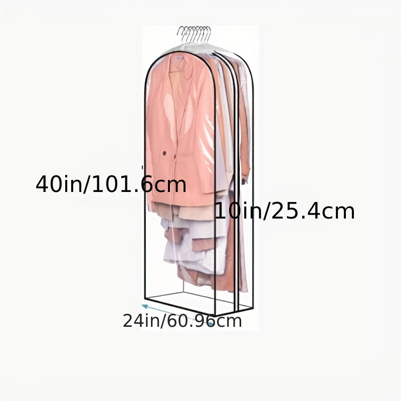 VENETIO 3pcs Transparent Clothes Dust Cover - Hanging Garment Bag for Dresses, Coats, and Suits - Thickened Wardrobe Dustproof Storage Bag ➡ SO-00047