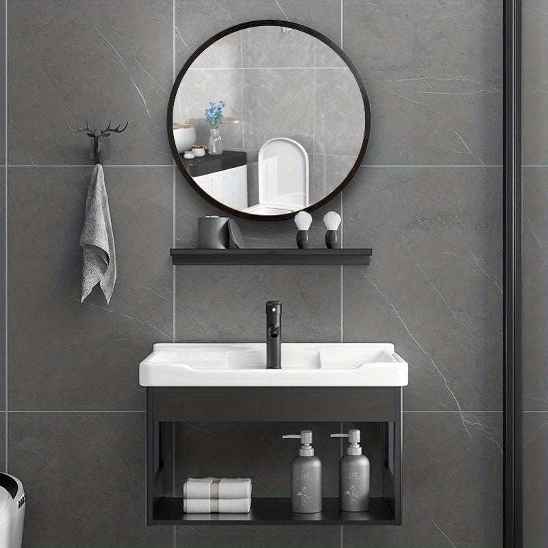VENETIO Modern Black Round Mirror - The Perfect Wall Decor for Your Bathroom, Living Room, Bedroom & More! ➡ BF-00011