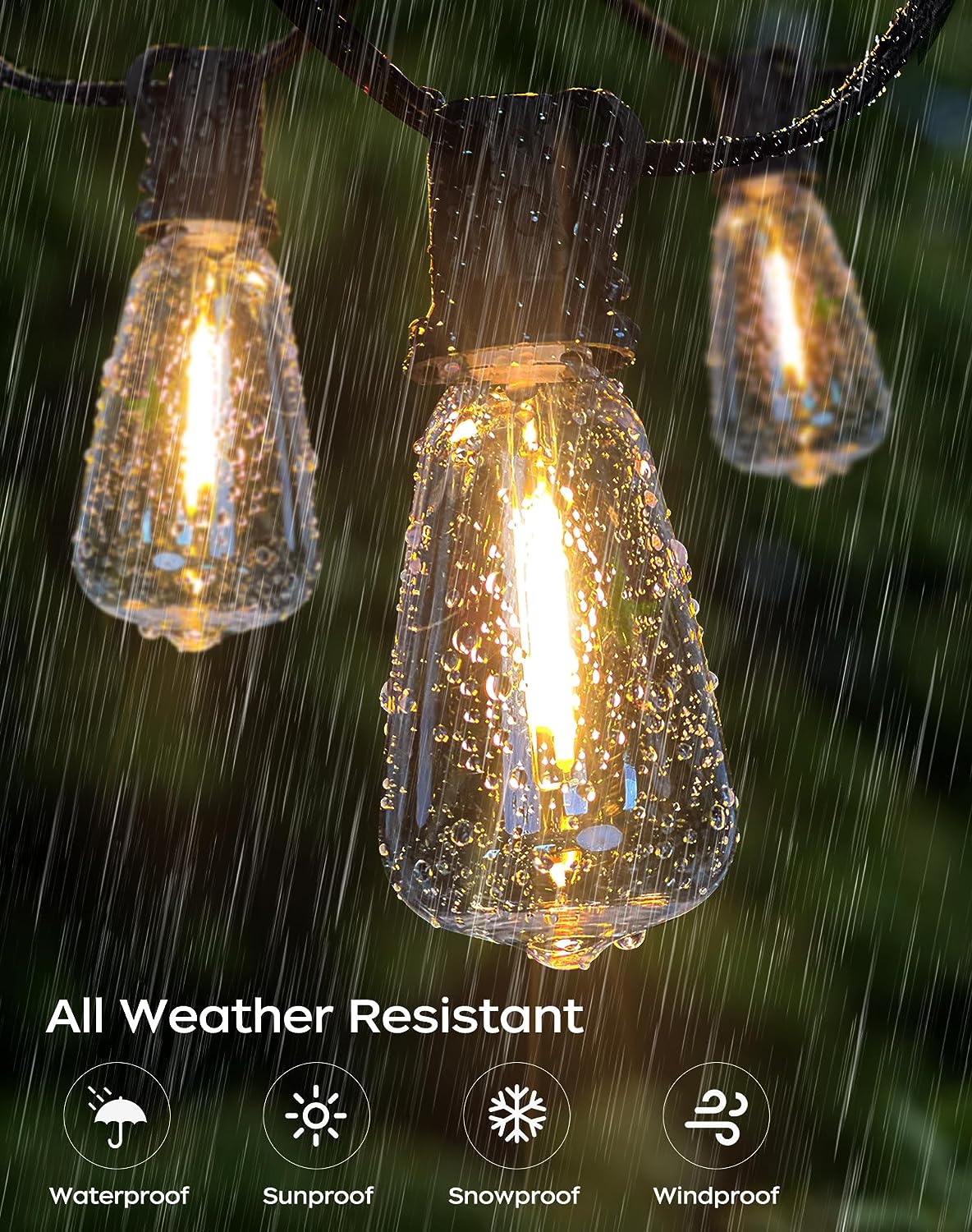 LED Outdoor String Lights 60FT Patio Lights