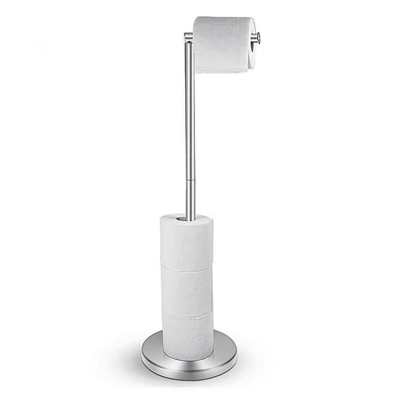 VENETIO 1pc Brushed Nickel Toilet Paper Holder Stand, With Storage For 7 Mega Rolls, Modern Free Standing Toilet Paper Roll Holder For Bathroom, Rustproof Stainless Steel Finish, Weighted And Anti-Slip Base, Silvery, Black ➡ SO-00037