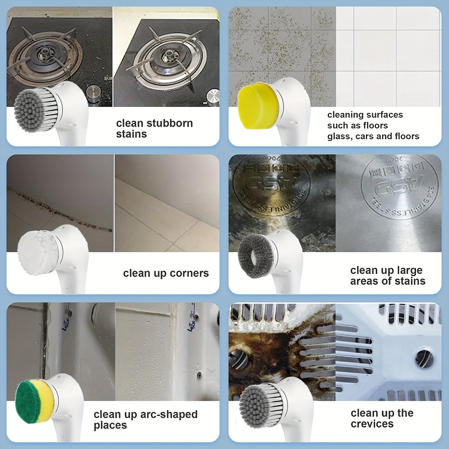 Electric Spin Scrubber with 5 Brush Heads 7pcs