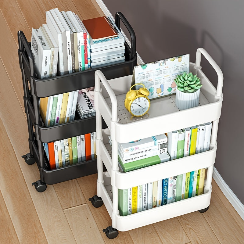 VENETIO 1pc Multi-layer Small Stroller, Toys Snacks Sundries Storage Floor Stand For Living Room, Bedroom Book Shelf, Portable Moving Bathroom Toilet Shower Supplies Storage And Organization Rack With Wheels, Home Furnishing, Organizer Supplies ➡ SO-00038