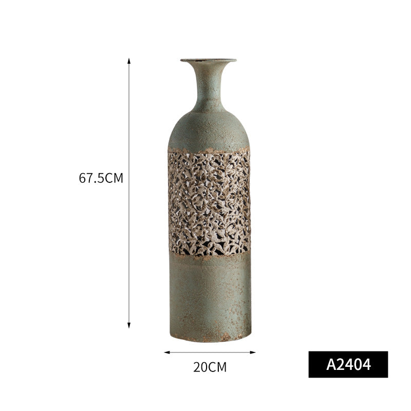 Extra Large Distressed Floor Vase Set – Iron Wabi-Sabi Statement Pieces (9 Styles) ✦ Industrial Farmhouse Sculpture - detail
