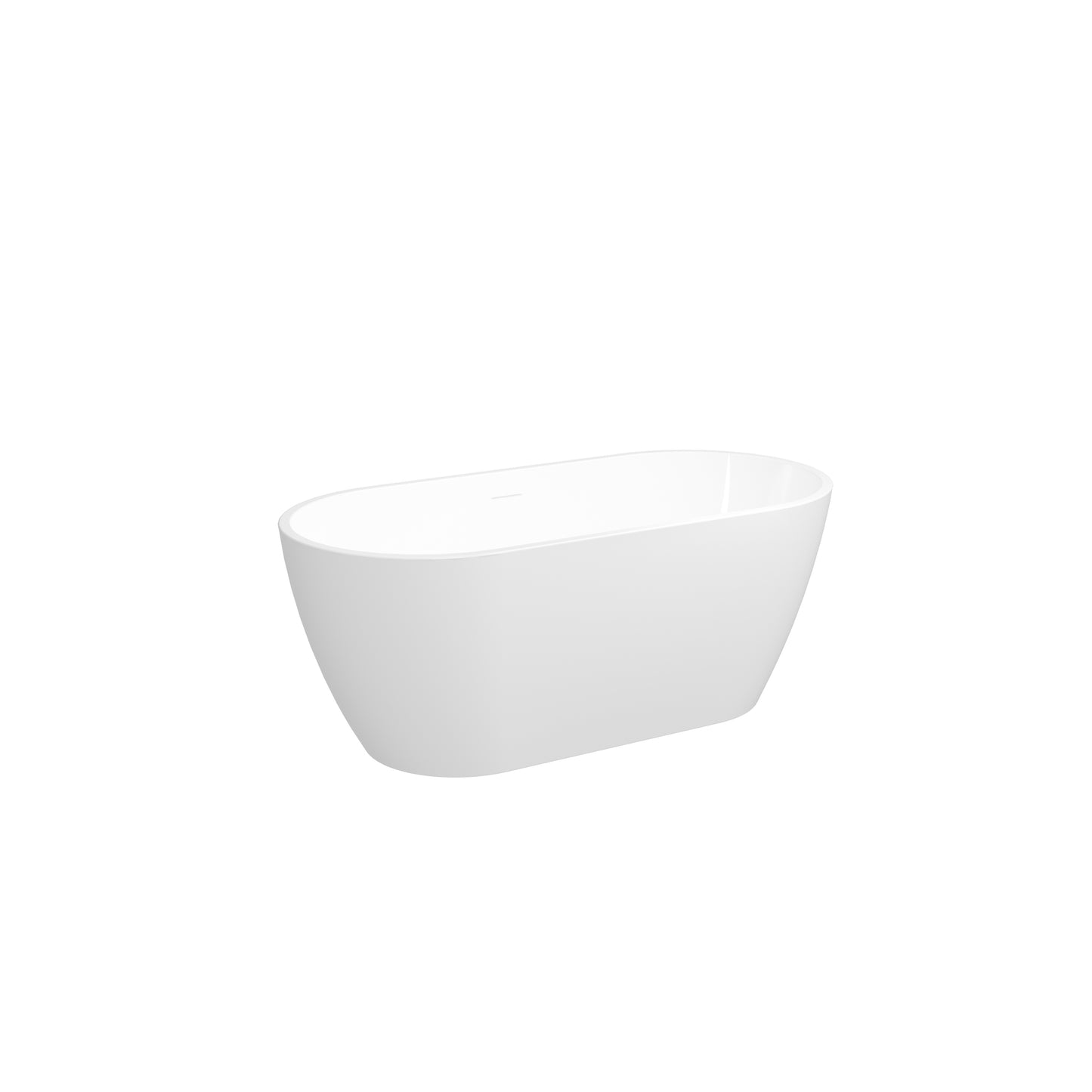 59" Glossy Acrylic Freestanding Bathtub with Brushed Nickel Drain