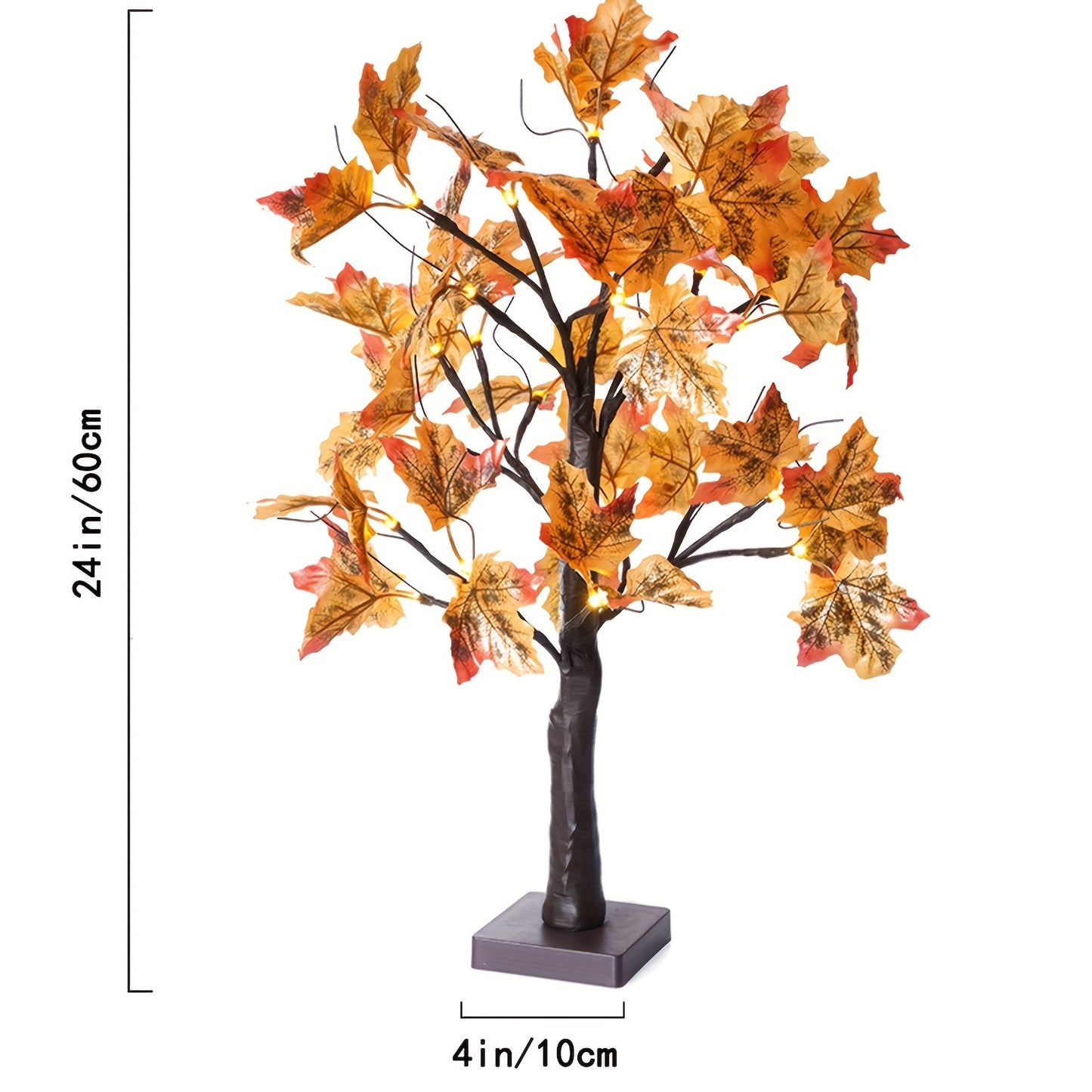VENETIO 24 Inch Maple Tree Light - Perfect Autumn Gift, 24 LED Warm Lights, 24 Maple Leaves, Battery-Powered (Batteries Not Included), Ideal for Thanksgiving Decor, Living Room, Dining Table, Bedroom, Fireplace, Wall ➡ B-00013