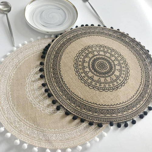 15 Inches 1Pc Round Delicate Embroidery Non-slip Heat Insulation Dining Table Placemat  Dessert Pan Coffee Cup Mats - Venetio