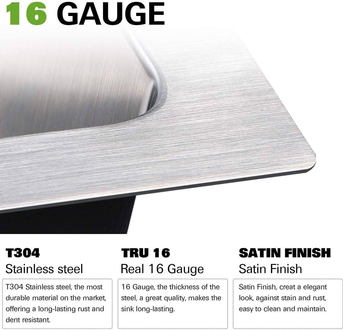 CS1816) Calacatta Kitchen Sink 18-inch Handmade Single Bowl 16 Gauge Undermount Stainless Steel 304 Kitchen Sink w/Drain Strainer Grid Dish Cloth – Top Hardware