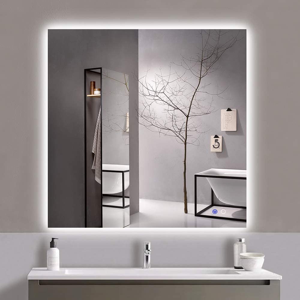 36 x 36 in. Bathroom Square LED Backlit Mirror Anti-Fog Wall Mounted - Venetio