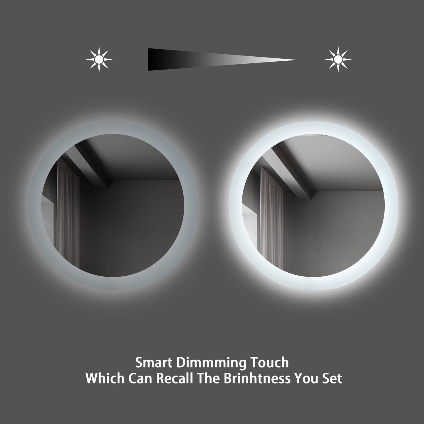 24 Inch LED Lighted Wall Mounted Circular Bathroom Mirrors with Anti fog and Diming Function - Venetio