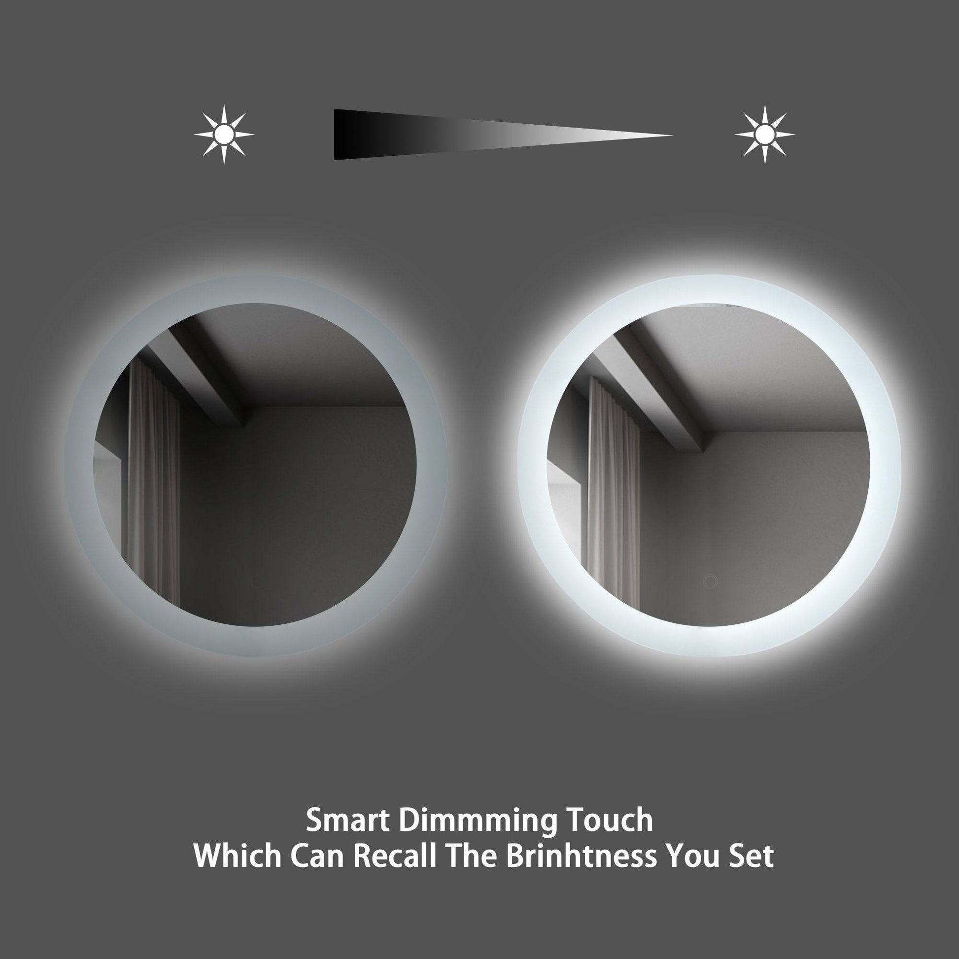 24 Inch LED Lighted Wall Mounted Circular Bathroom  Mirrors with Anti fog and Diming Function - Venetio