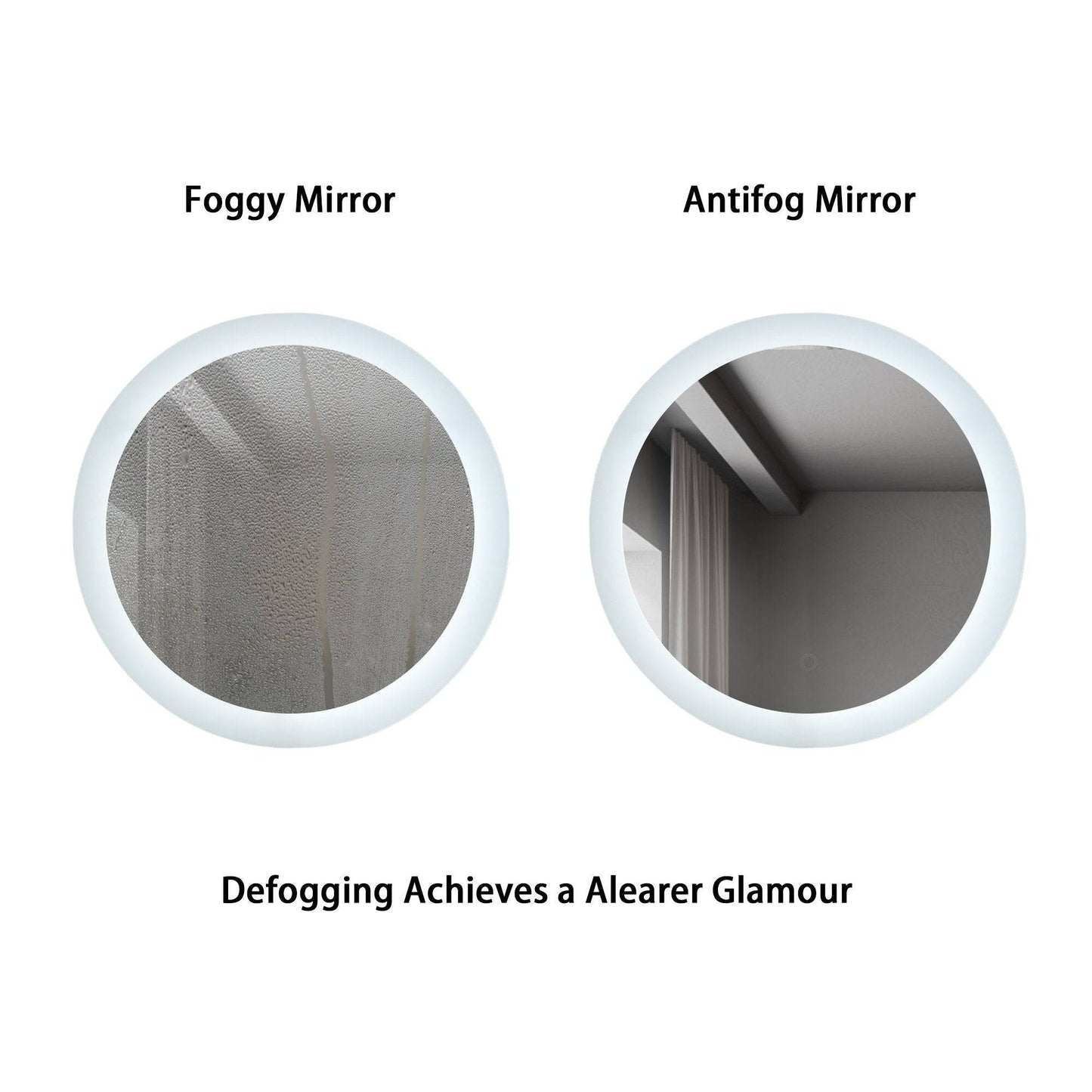 24 Inch LED Lighted Wall Mounted Circular Bathroom Mirrors with Anti fog and Diming Function - Venetio