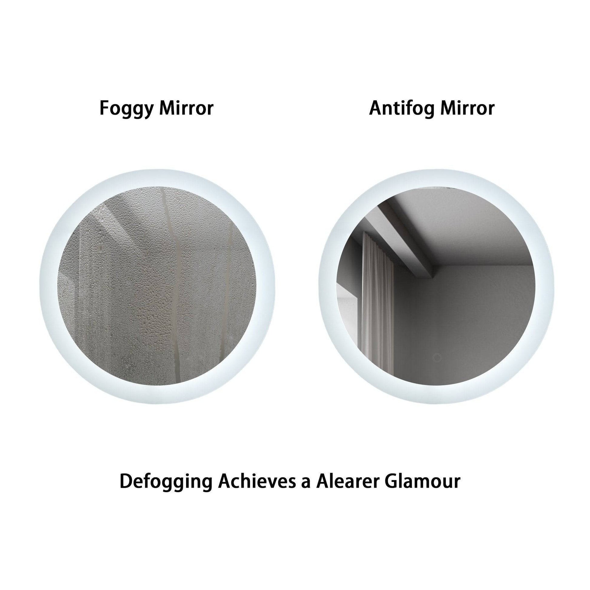 24 Inch LED Lighted Wall Mounted Circular Bathroom  Mirrors with Anti fog and Diming Function - Venetio