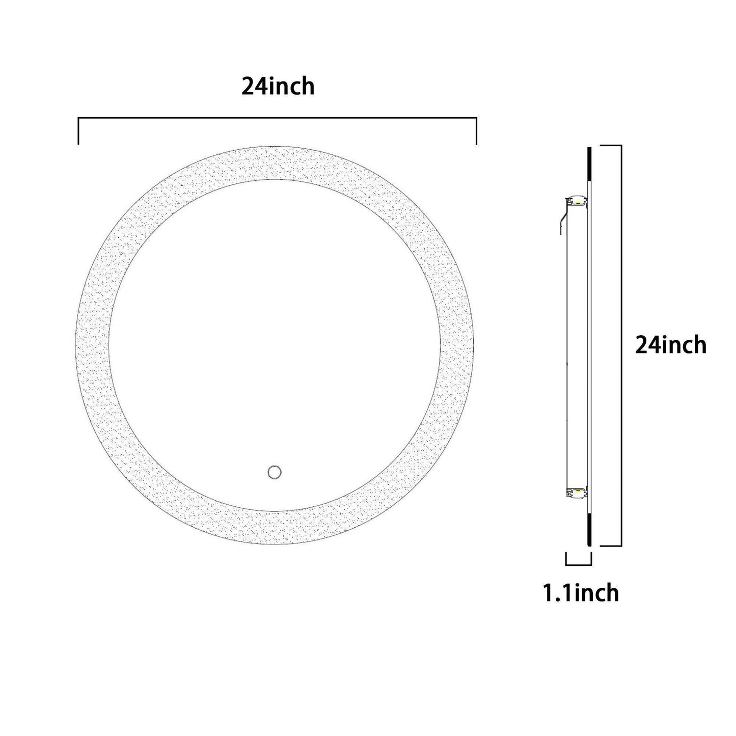 24 Inch LED Lighted Wall Mounted Circular Bathroom Mirrors with Anti fog and Diming Function - Venetio