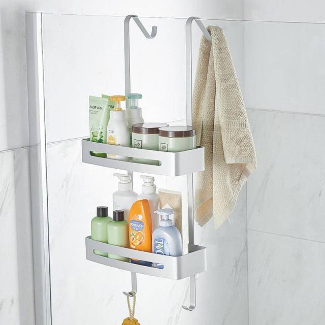 Black Hanging Bath Shelves Bathroom Shelf Organizer Nail-free Shampoo Holder Storage Shelf Rack Bathroom Basket Holder EL5018 - Venetio