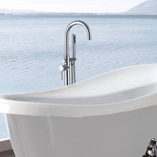 Load image into Gallery viewer, Venetio Single Handle Floor Mounted Freestanding Tub Filler Sliver Clawfoot Faucet With Hand Shower - Venetio
