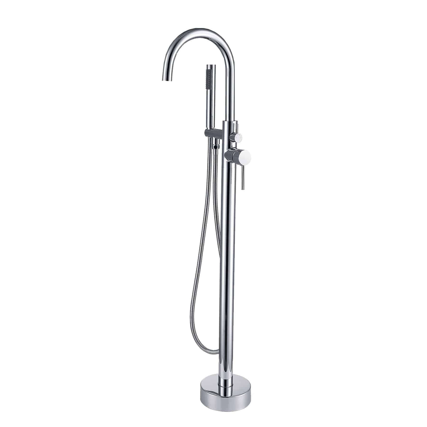 Venetio Single Handle Floor Mounted Freestanding Tub Filler Sliver Clawfoot Faucet With Hand Shower - Venetio