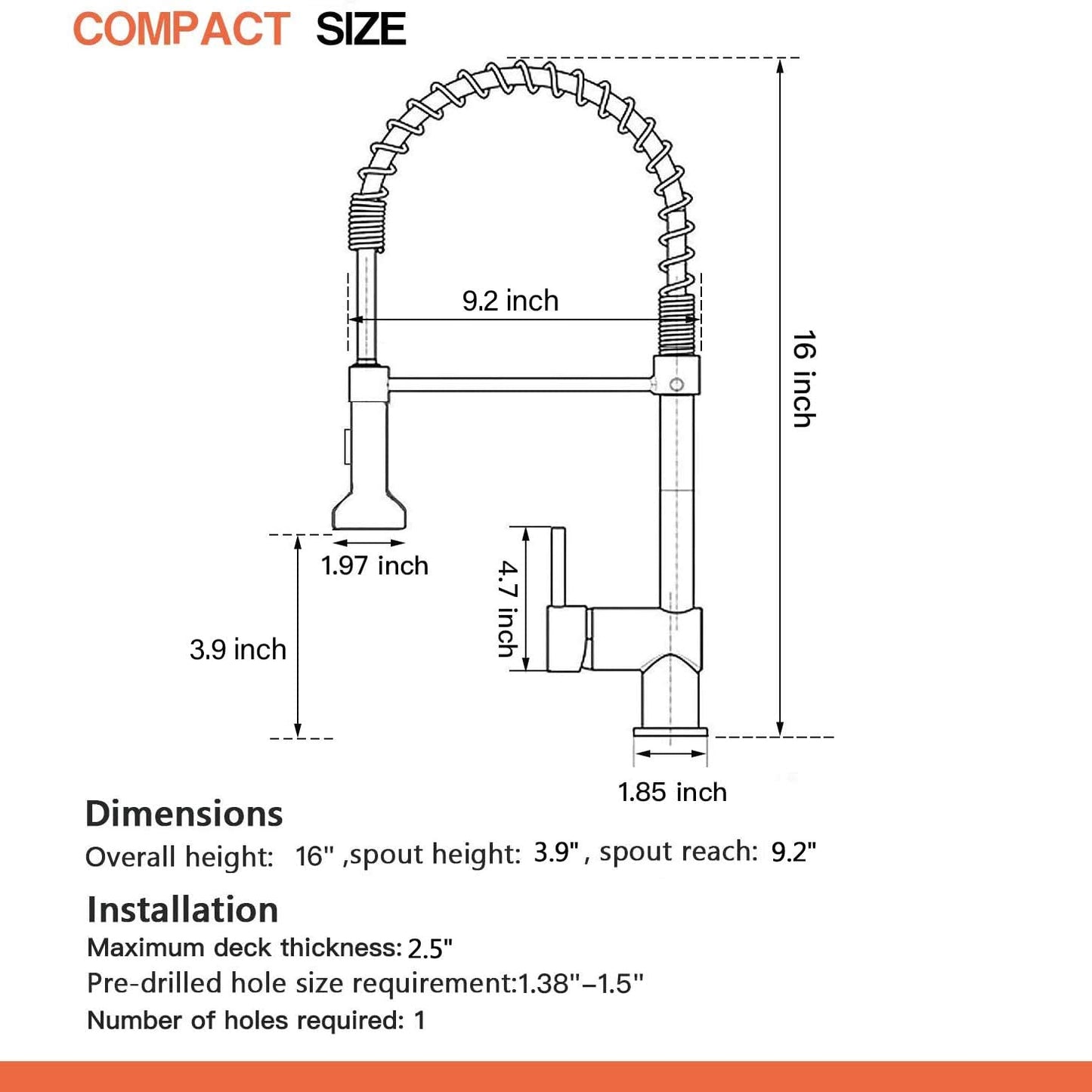Kitchen Faucets Commercial Solid Brass Single Handle Single Lever Pull Down, Matte Black - Venetio