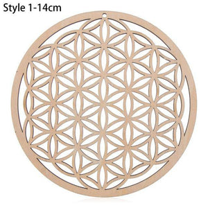 1PC Flower of Life Shape Wooden Wall Sign Laser Cut Non-slip Coaster Set Wood Placemats Table Mat Round Cup Pad Art Home Decor - Venetio