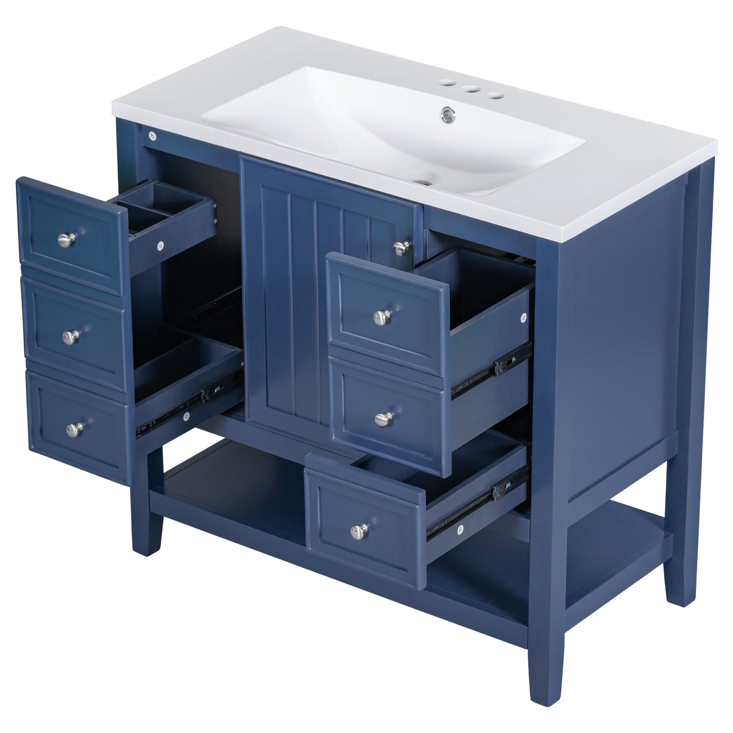 36" Blue Bathroom Vanity with Sink Combo Freestanding