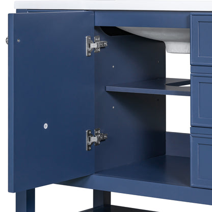 36" Blue Bathroom Vanity with Sink Combo Freestanding