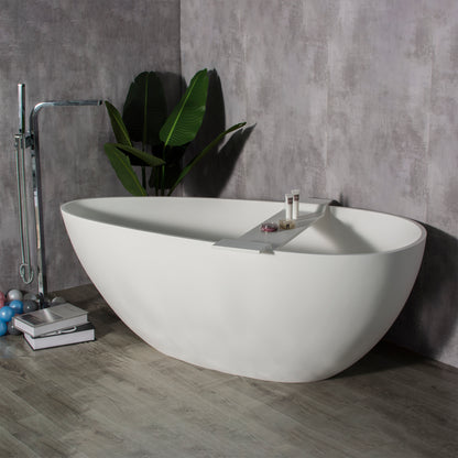 59" Matte White Solid Surface Freestanding Bathtub