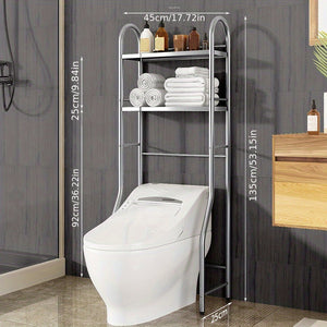 VENETIO Maximize Your Bathroom Storage with this 1pc Stainless Steel Multi-Layer Toilet Shelf! ➡ SO-00035