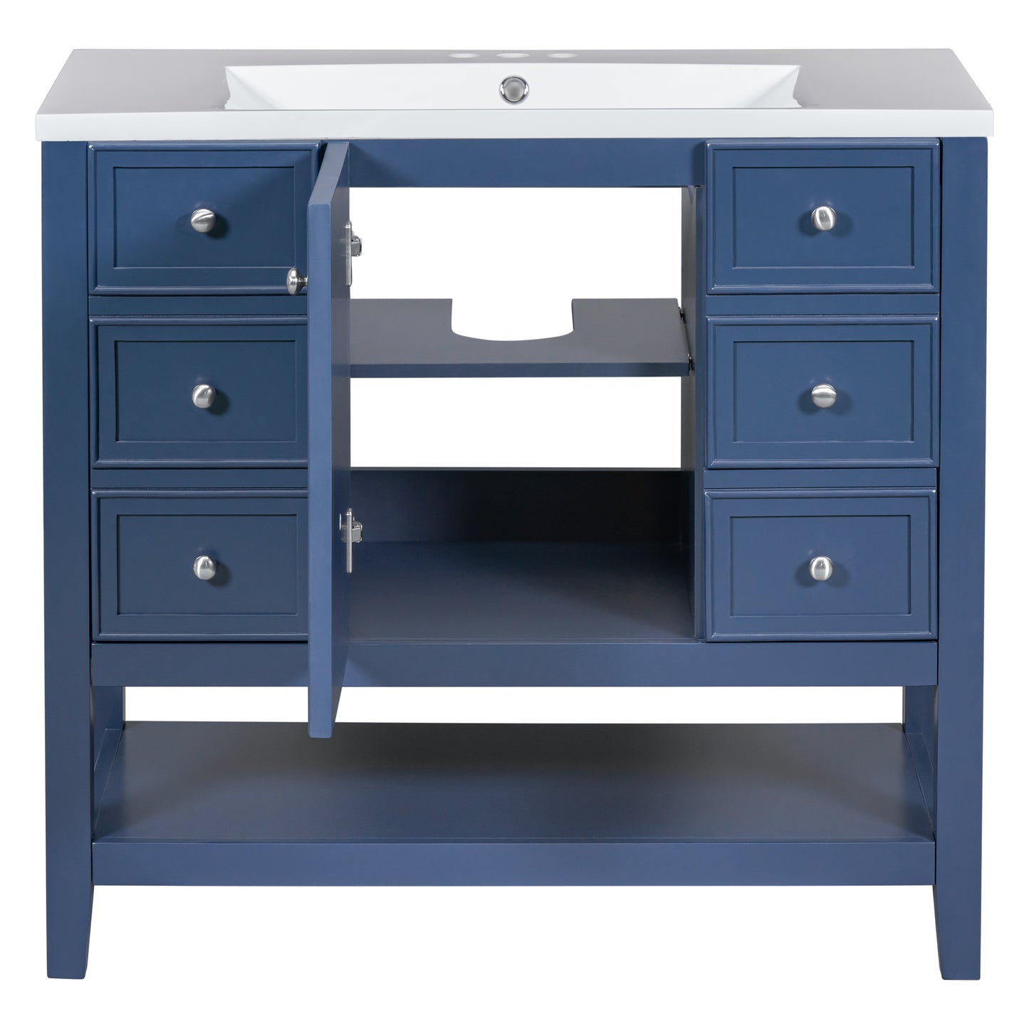 36" Blue Bathroom Vanity with Sink Combo Freestanding