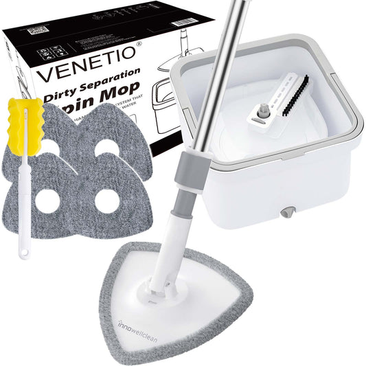VENETIO Innowellclean Dirty Separation Triangle Spin Mop for Floor Cleaning