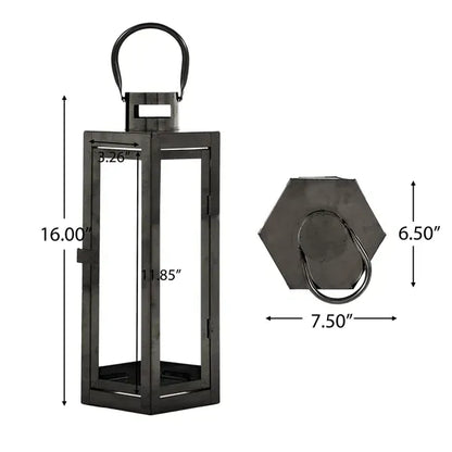 16" Stainless Steel Lantern Black Sliver