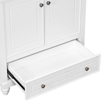 30" White Bathroom Vanity with Sink Freestanding Doors and Drawer