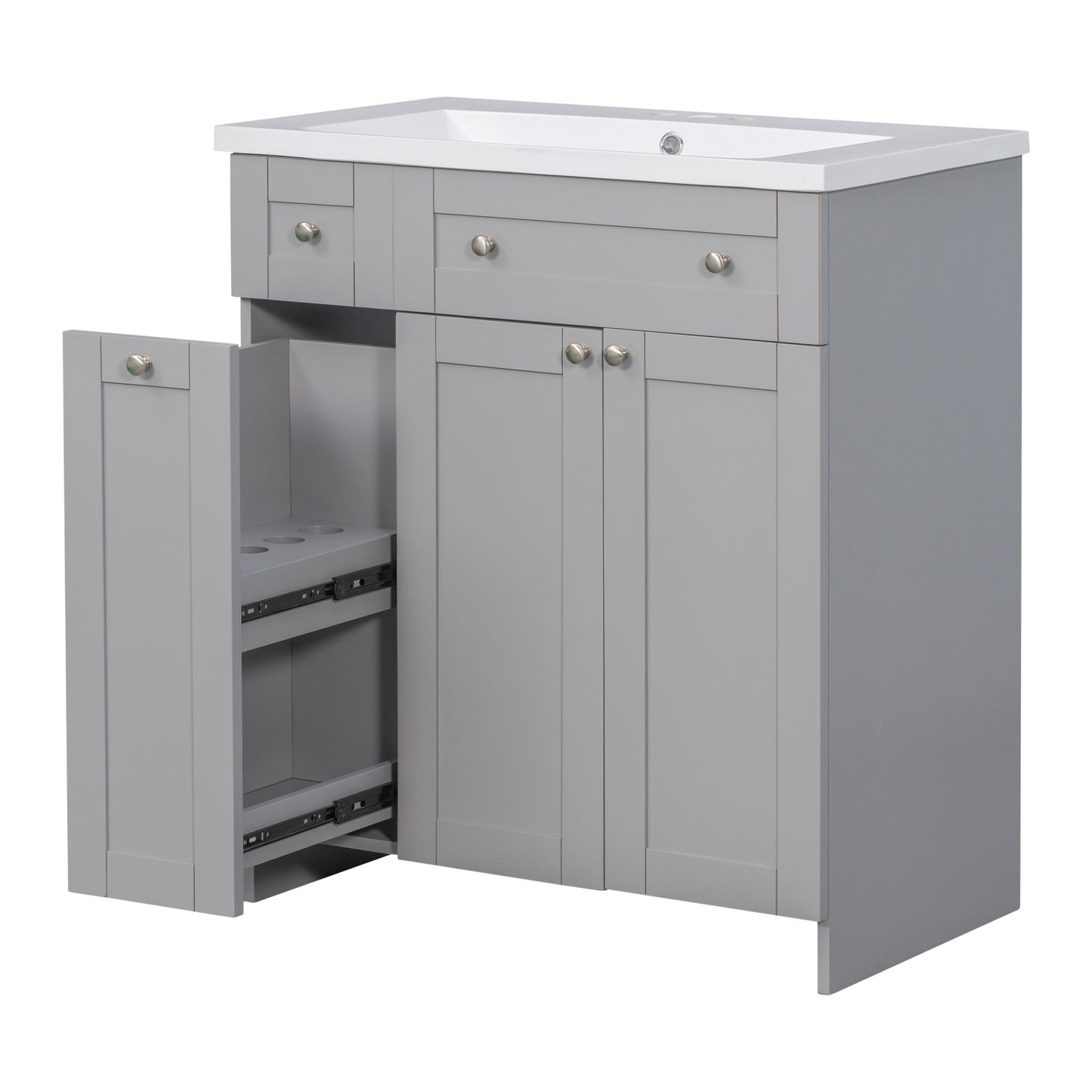 30" Grey Bathroom Vanity with Single Sink Freestanding Combo Cabinet