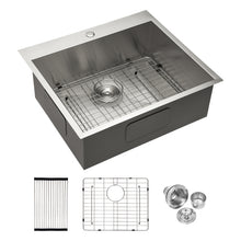 Charger l&#39;image dans la galerie, VENETIO 25x22x9 inch Kitchen Sink Drop In 18 Gauge Stainless Steel 25&quot; Single Bowl Topmount Kitchen Sink Basin ➡ K-00020