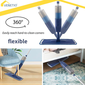 VENETIO NavyBlue Microfiber Spray Mop for Floor Cleaning with Reusable Pads and Refillable Sprayer ➡ CS-00042