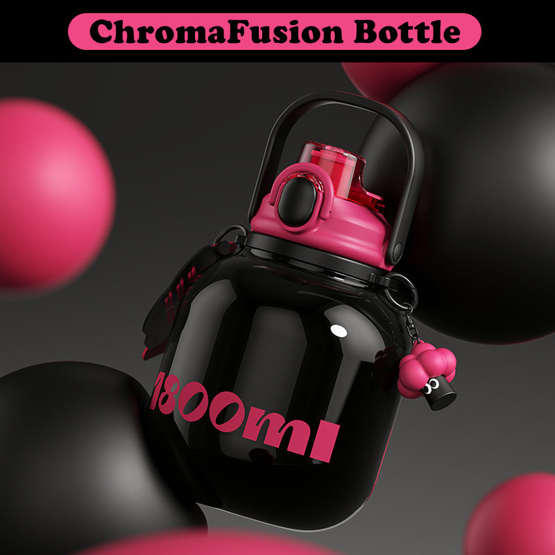 VENETIO ChromaFusion Water Bottle Cup 1800ml/ 60.87oz, Radiant Rose & Classic Black Edition Hydration Vacuum Cup, 316 Stainless Steel Large Belly Cup - Uniquely Yours | Gifts for Her Him ➡ K-00008