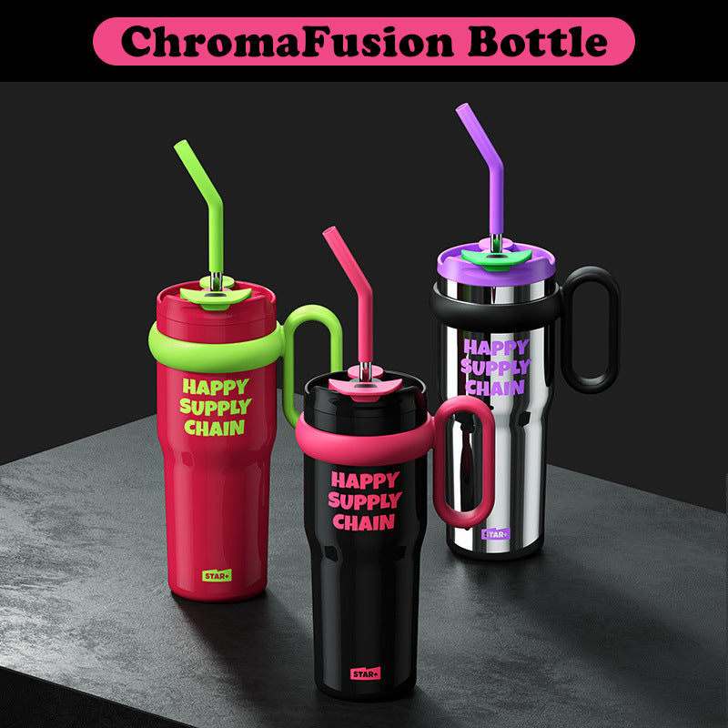 VENETIO ChromaFusion Water Bottle Cup 1200ml/ 40.58oz, Radiant Rose & Classic Black Edition Hydration Vacuum Cup - Uniquely Yours | Gifts for Her Him ➡ K-00019