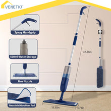 Charger l&#39;image dans la galerie, VENETIO NavyBlue Microfiber Spray Mop for Floor Cleaning with Reusable Pads and Refillable Sprayer ➡ CS-00042