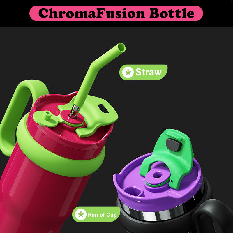 VENETIO ChromaFusion Water Bottle Cup 1200ml/ 40.58oz, Radiant Rose & Classic Black Edition Hydration Vacuum Cup - Uniquely Yours | Gifts for Her Him ➡ K-00019