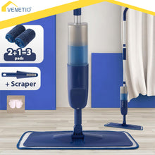 Laden Sie das Bild in den Galerie-Viewer, VENETIO NavyBlue Microfiber Spray Mop for Floor Cleaning with Reusable Pads and Refillable Sprayer ➡ CS-00042