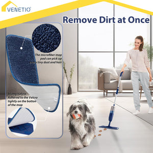VENETIO NavyBlue Microfiber Spray Mop for Floor Cleaning with Reusable Pads and Refillable Sprayer ➡ CS-00042