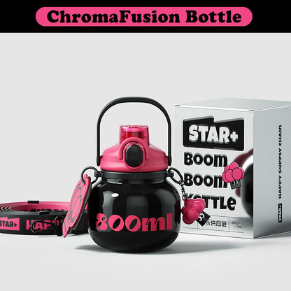 VENETIO ChromaFusion Water Bottle Cup 800ml/ 27.05oz, Radiant Rose & Classic Black Edition Hydration Vacuum Cup, 316 Stainless Steel Large Belly Cup - Uniquely Yours | Gifts for Her Him ➡ K-00007